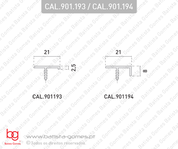 Perfis de alum�nio para orlar